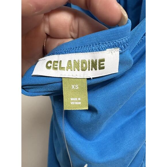 Anthropologie Celandine Ruched Halter Mini Dress XS Stone Blue NWT - Picture 3 of 5